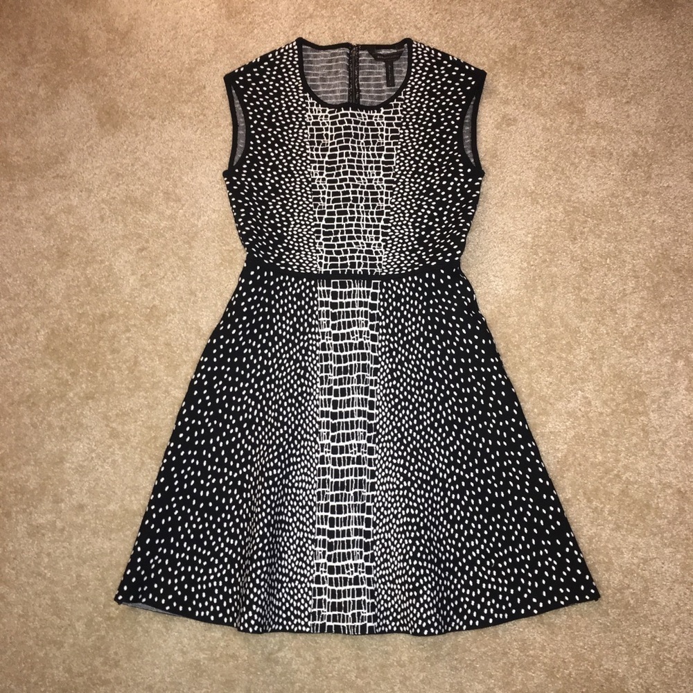 NWOT BCBGMaxazria black and white midi dress